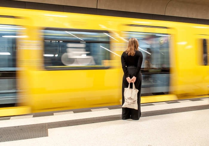 Woman on train platform