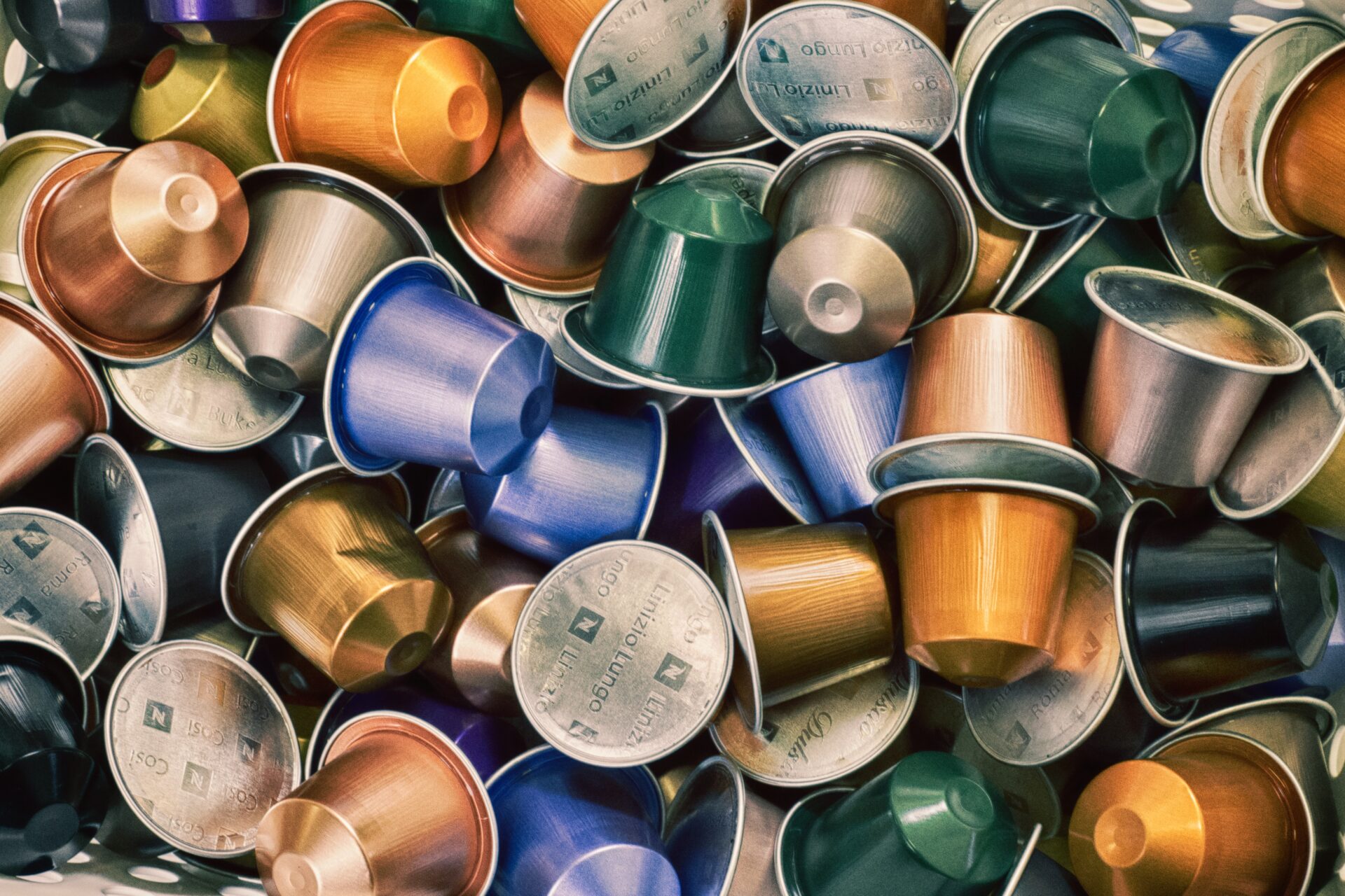 A pile of coffee capsules