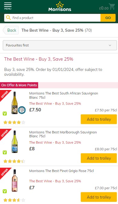 Morrisons wine deals mobile