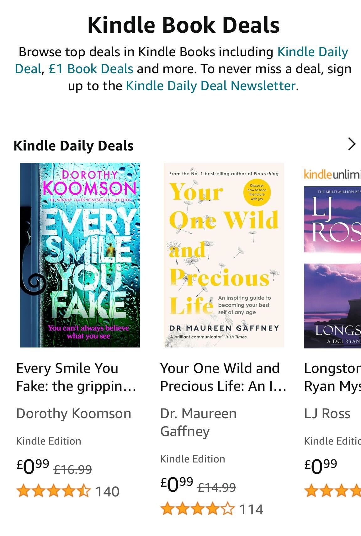 Kindle Daily Deals mobile