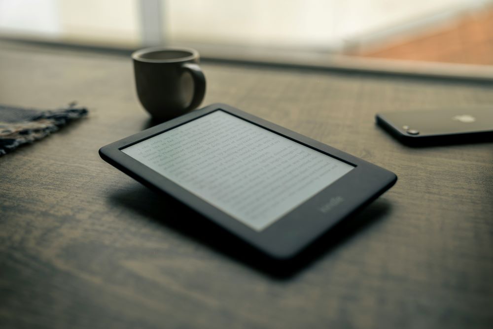 Kindle on table