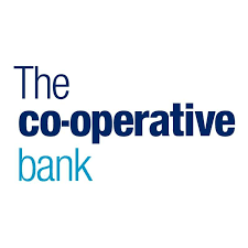 Logo of The Co-operative Bank with the words "The co-operative bank" in blue and light blue text on a white background.