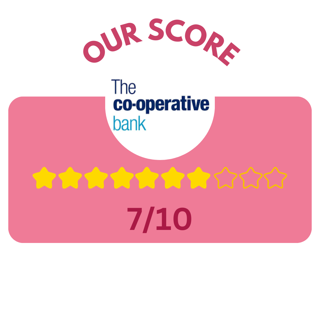 Image showing a scorecard for "The Co-operative Bank" with a rating of 7 out of 10 stars.