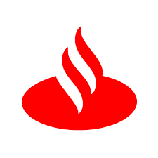 Red abstract flame-like shape on a white background.