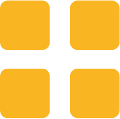 A grid of four yellow, rounded squares evenly spaced on a white background.