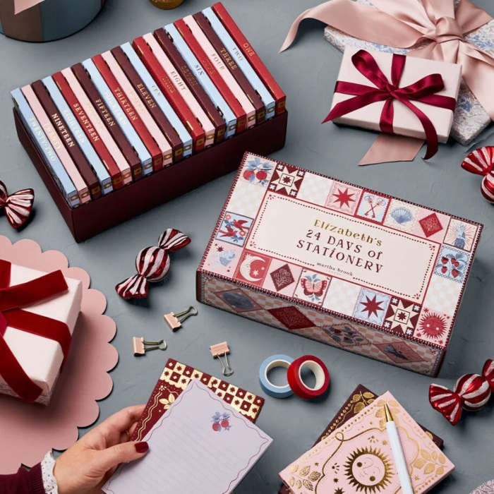 The Martha Brook 24 Days of Stationery Advent Calendar being unwrapped