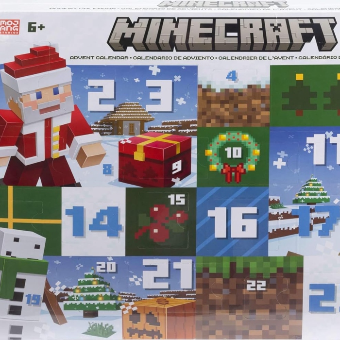 An official Minecraft advent calendar with Christmas toys such as Santa