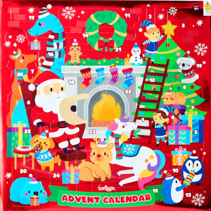 The closed Christmas doors of a Smiggle advent calendar for kids