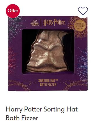 Harry Potter Sorting Hat Bath Fizzer in a dark-colored box with a promotional "Offer" sticker on the top left corner.