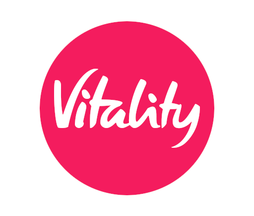 A red circle with the word "Vitality" written in white cursive text in the center.