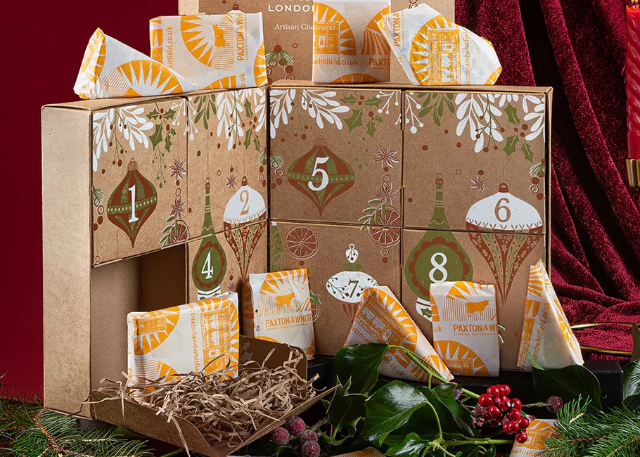 The elaborate, golden, Paxton and Whitfield cheese advent calendar 2024