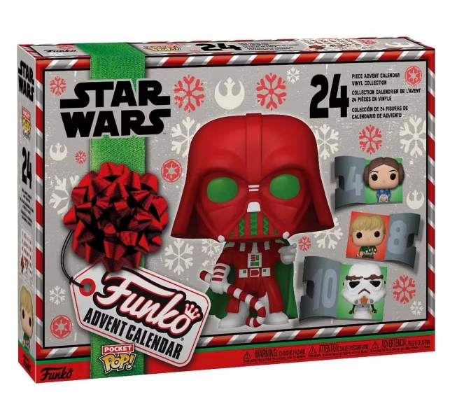 A festive Darth Vader on the cover of a Funko Pop Star Wars advent calendar