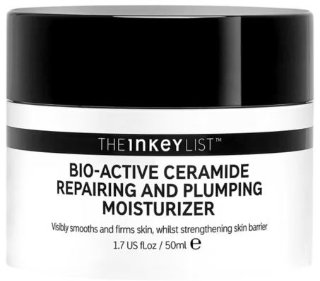 A jar of The Inkey List Bio-Active Ceramide Repairing and Plumping Moisturizer, 1.7 fl oz (50ml).